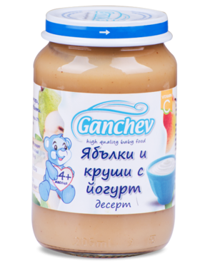 Десерт ябълки и круши с йогурт Ганчев - 4+ месеца, 190 гр.