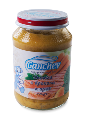 Пюре сьомга с броколи и ориз Ганчев - 8+ месеца, 220 гр.