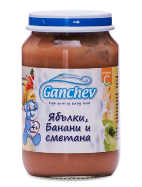 Десерт ябълки и банани със сметана Ганчев - 4+ месеца, 190 гр.