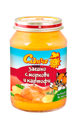  Пюре заешко с моркови и картофи  Слънчо - 4+ месеца, 190 гр.