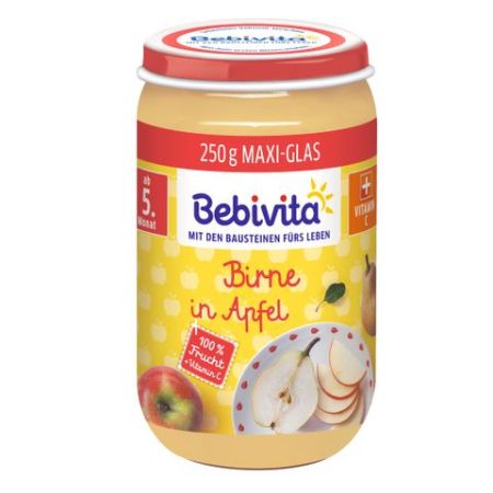 Пюре Био ябълка и круша Bebivita - 5+ месеца, 250 гр.