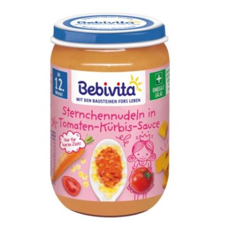 Пюре макарони с домати и тиква Bebivita - 12+ месеца, 250 гр.