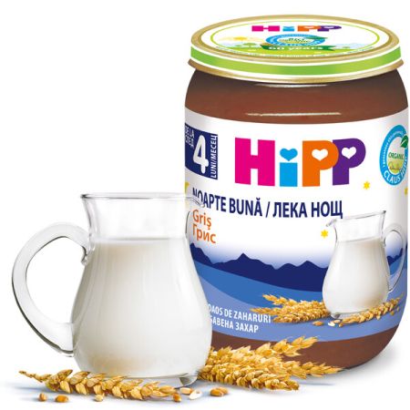био млечна каша "Лека нощ" Грис Бурбон – ванилия HiPP 4+ месеца