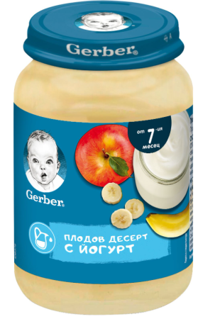 Пюре плодов десерт с йогурт Nestlé GERBER - 7+ месеца, 190 гр.