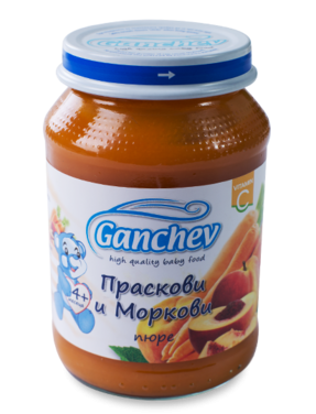 Пюре праскови и моркови Ганчев - 4+ месеца, 190 гр.
