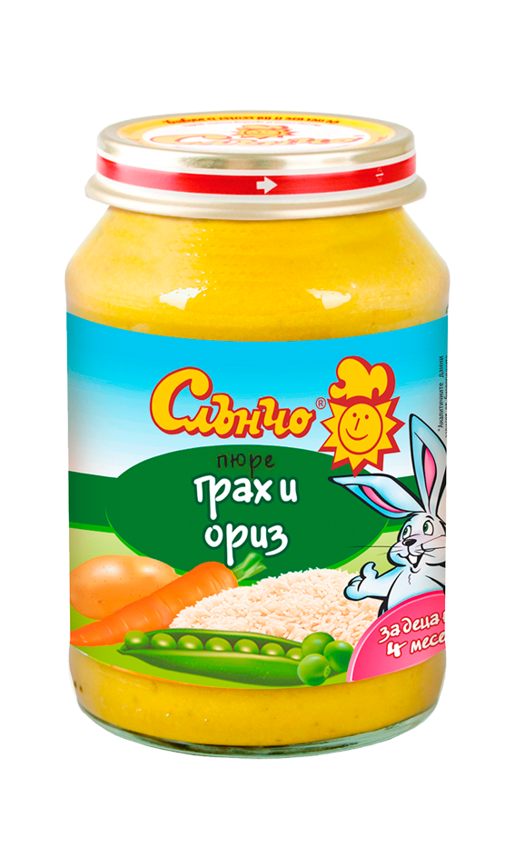 Пюре грах и ориз Слънчо - 4+ месеца, 190 гр.