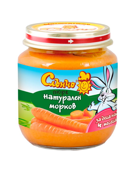 Пюре натурален морков Слънчо - 4+ месеца, 130 гр.