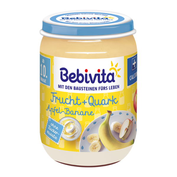 Пюре ябълка и банан с извара Bebivita - 10+ месеца, 190 гр.