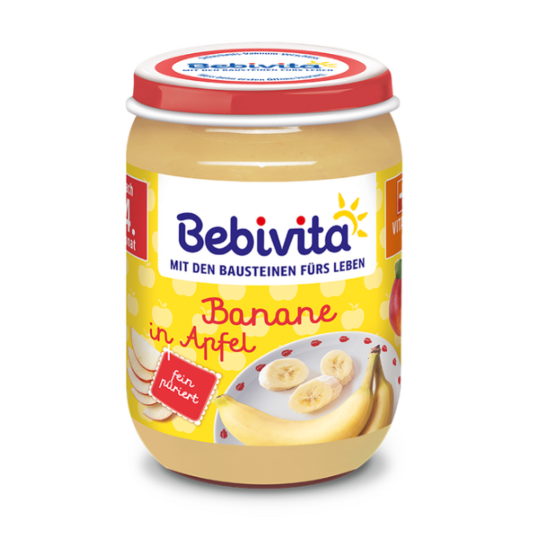 Пюре ябълка и банан Bebivita - 4+ месеца, 190 гр.