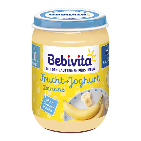 Пюре йогурт с плодове банани Bebivita - 10+ месеца, 190 гр.