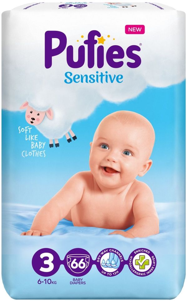 Пелени Sensitive 3 Pufies 6-10 кг. 66 броя