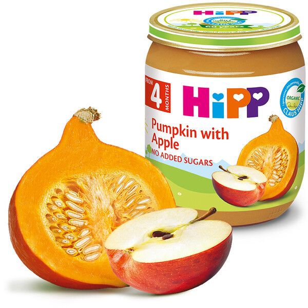 Пюре Био тиква с ябълки HiPP- 4+ месеца, 125 гр.