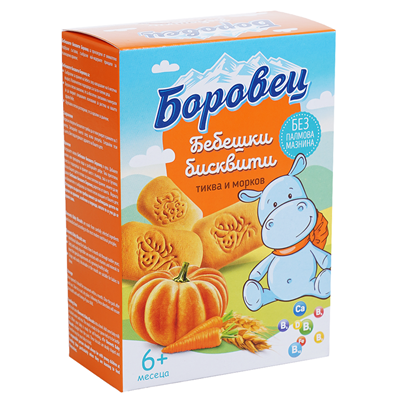 Бебешки бисквити с тиква и морков Боровец - 6+ месеца, 100 гр.