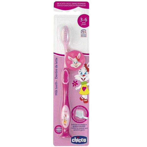 Четка за зъби Chicco, розова, 3-6 години.