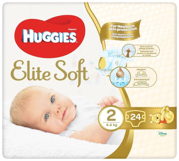 Бебешки пелени Huggies Elite Soft 2, 4-6 кг., 25 бр.