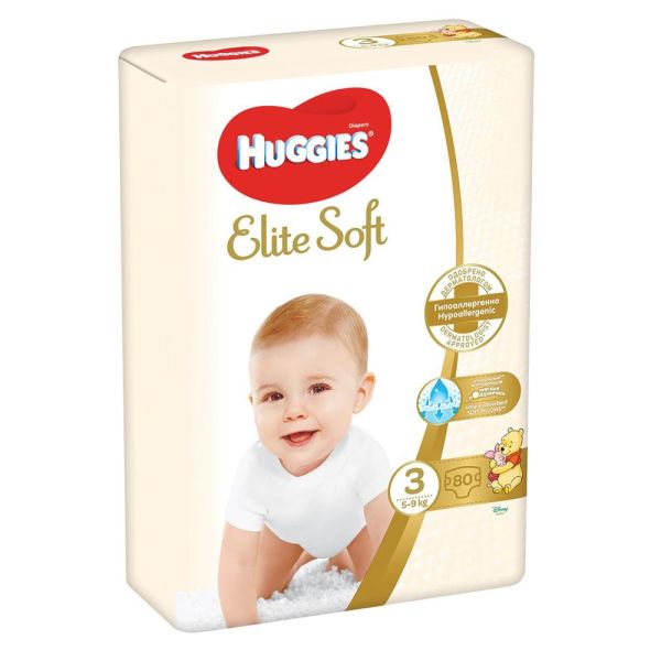 Бебешки пелени Huggies Elite Soft 3, 5-9 кг. 72 бр.