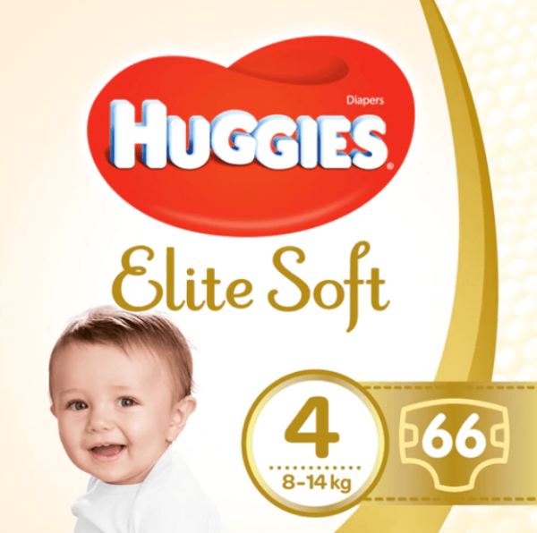 Бебешки пелени Huggies Elite Soft 4, 8-14 кг., 60бр.