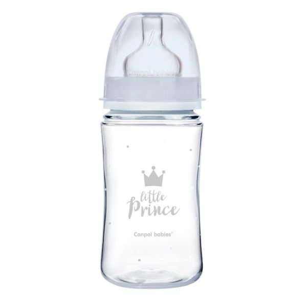Шише антиколик с широко гърло 240 мл. Easy start royal baby - Canpol babies, синьо