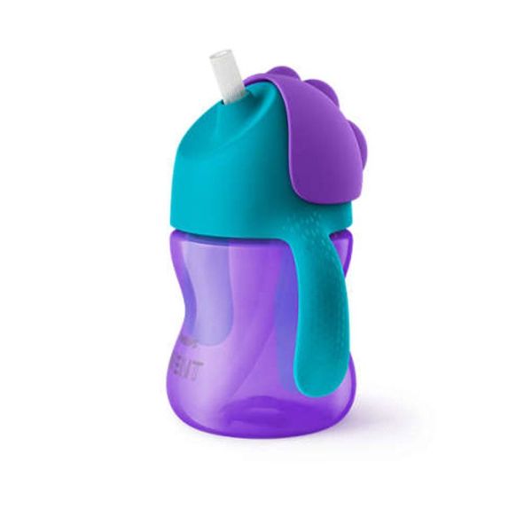 Чаша със сламка 9+ месеца Philips Avent - лилава, 200 мл.