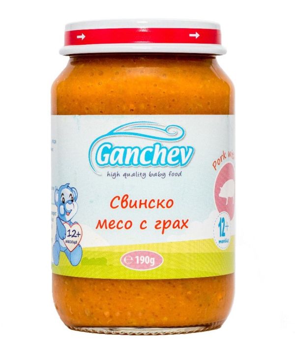 Пюре свинско с грах Ганчев - 12+ месеца, 220гр