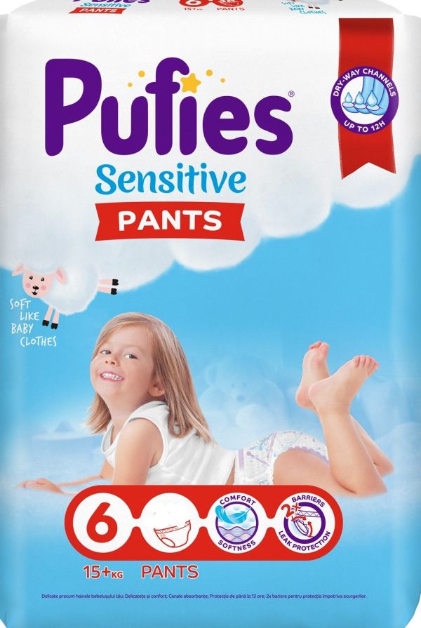 Пелени гащи Sensitive Pants Pufies 6, 15+ кг. 60 бр.