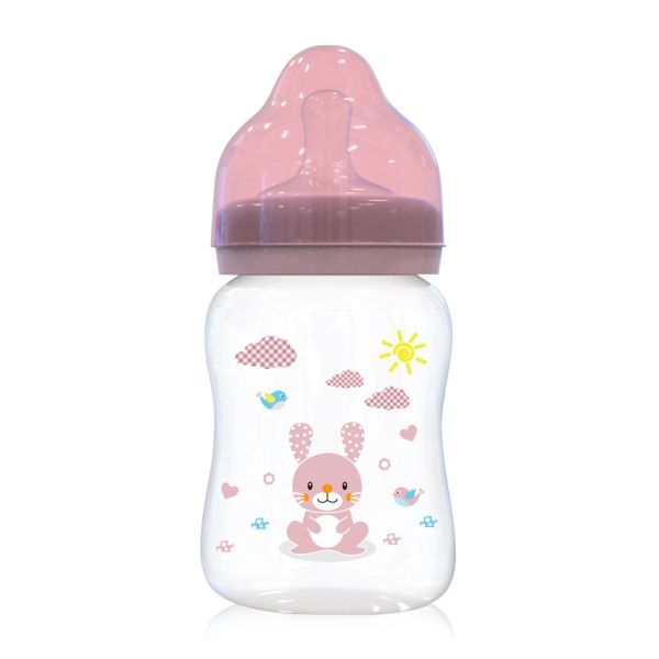 Шише с широко гърло Lorelli Baby Care Animals - 250 мл., 0+ месеца, Blush Pink