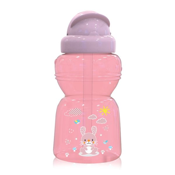 Спортна бутилка със сламка Lorelli Baby Care Animals - 325 мл., 6+ месеца, Blush Pink