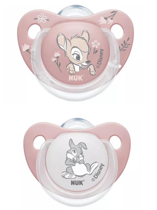 NUK биберон залъгалка силикон Bambi 6-18 месеца, 2бр. + кутийка