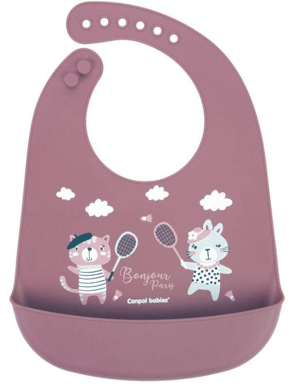 Силиконов лигавник с джоб 4+ месеца - Canpol babies, розов