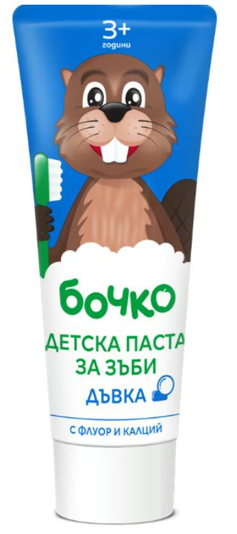 Детска паста за зъби с аромат на дъвка Бочко - 3+ години, 75мл.