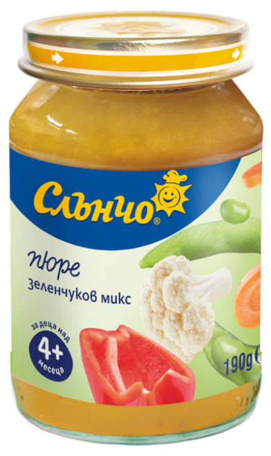 Пюре зеленчуков микс Слънчо - 4+ месеца, 190 гр.