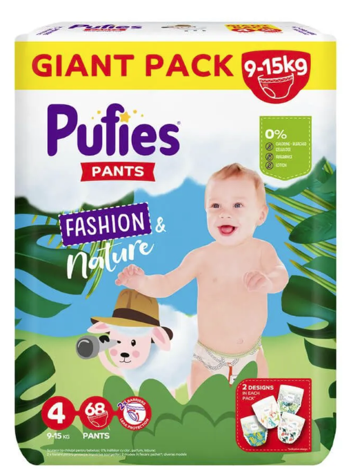 Пелени гащи Pufies Pants Fashion & Nature 4, 9-15 кг. 68 броя