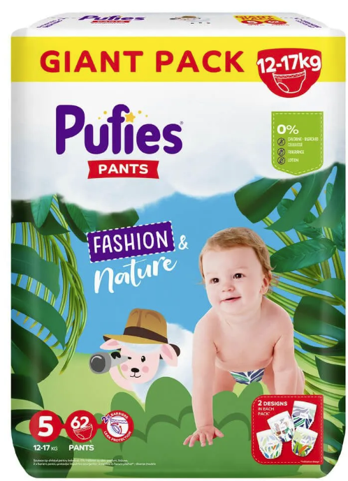 Пелени гащи Pufies Pants Fashion & Nature 5, 12-17 кг. 62 броя