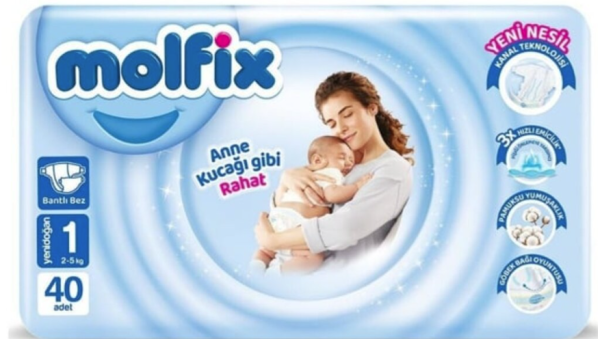 Бебешки пелени Molfix Newborn 1, 2-5 кг., 40 броя