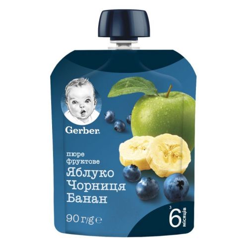 Пауч боровинка и банан Nestlé GERBER - 6+ месеца, 80 гр. 
