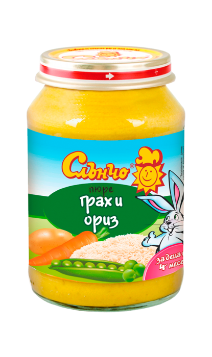 Пюре грах и ориз Слънчо - 4+ месеца, 190 гр.