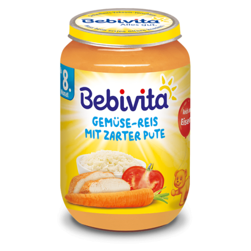 Пюре зеленчуково ризото с пуешко месо Bebivita - 8+ месеца, 220 гр.