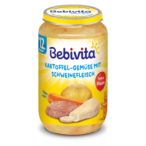Пюре картофи и зеленчуци със свинско Bebivita - 12+ месеца, 250 гр.