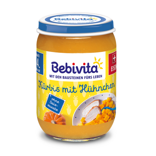 Пюре тиква с пилешко месо Bebivita - 4+ месеца, 190гр.