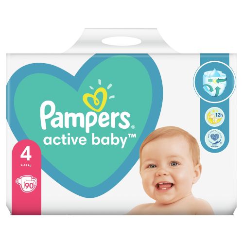 Бебешки пелени Pampers Active Baby 4, 9-14 кг. 90 броя