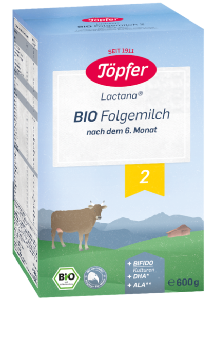 Töpfer Lactana Bio 2 - Преходно мляко (+BIFIDO +DHA +ALA) 6+ месеца, 600 гр.