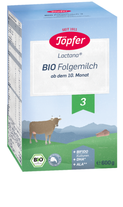 Töpfer Lactana Bio 3 - Преходно мляко (+BIFIDO +DHA +ALA) 10+ месеца, 600 гр.