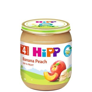 Пюре Био ябълки с банани и праскови HiPP - 4+ месеца, 125 гр.