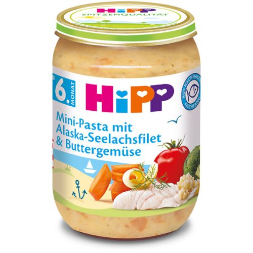 Пюре рибно меню паста с филе от треска от Аляска и зеленчуци HiPP - 6+ месеца, 190 гр.