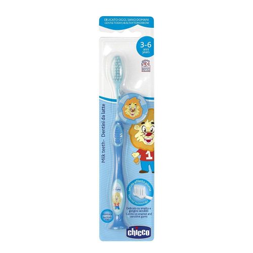 Четка за зъби Chicco, синя или зелена, 3-6 години.