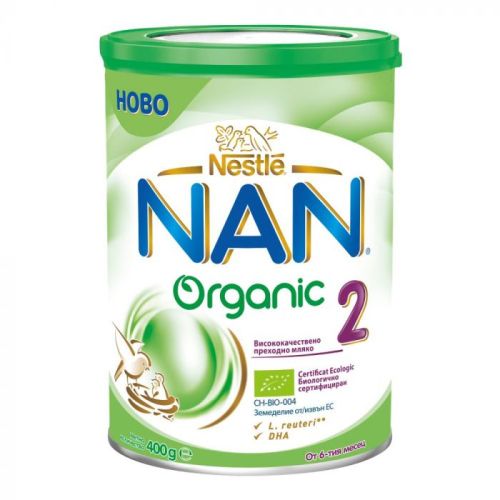 Nestle NAN Organic 2 - Преходно мляко за кърмачета 6 до 12 месеца, 400 гр.