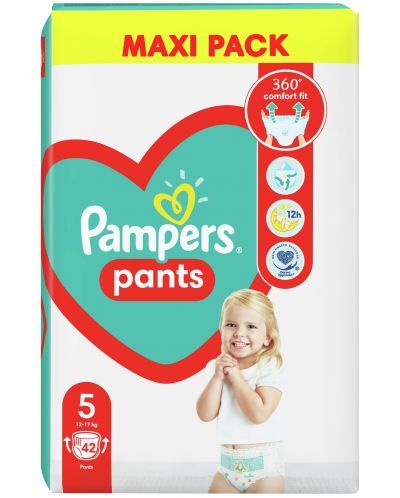 Пелени - гащички Pampers Pants 5, 12-17 кг., 42 бр.