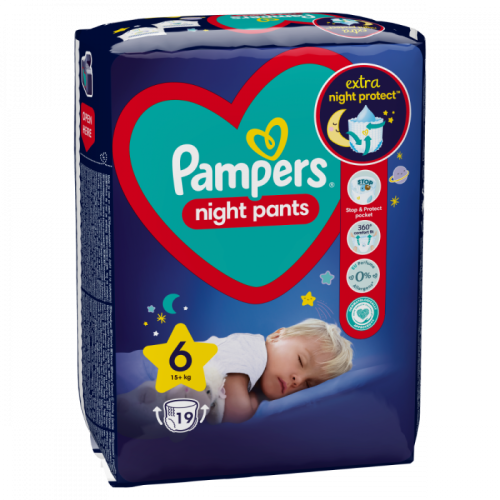 Пелени - гащички Pampers Night Pants 6, 15+ кг. 19 бр