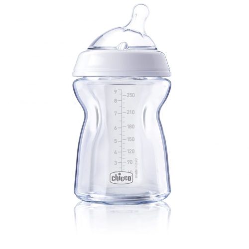 Стъклено шише Natural Feeling 250 мл. със силиконов биберон 1 капка, 0м+ - Chicco
