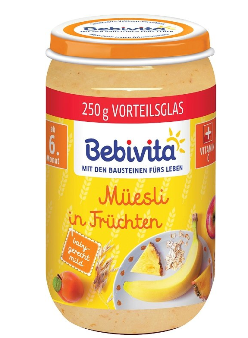 Плодова каша с мюсли Bebivita - 6+ месеца, 250 гр.